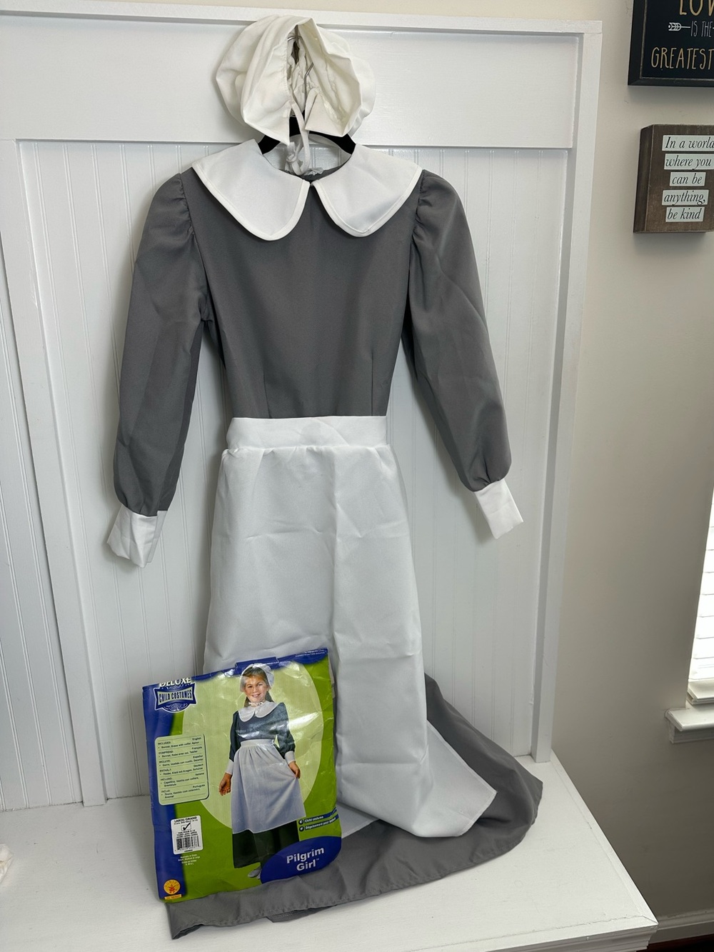 Pilgrim Girl Costume - Gray and White.. youth large 12-14